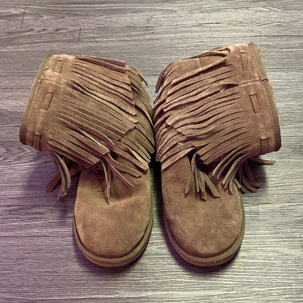 Koolaburra Fringe Suede Boots - Tan